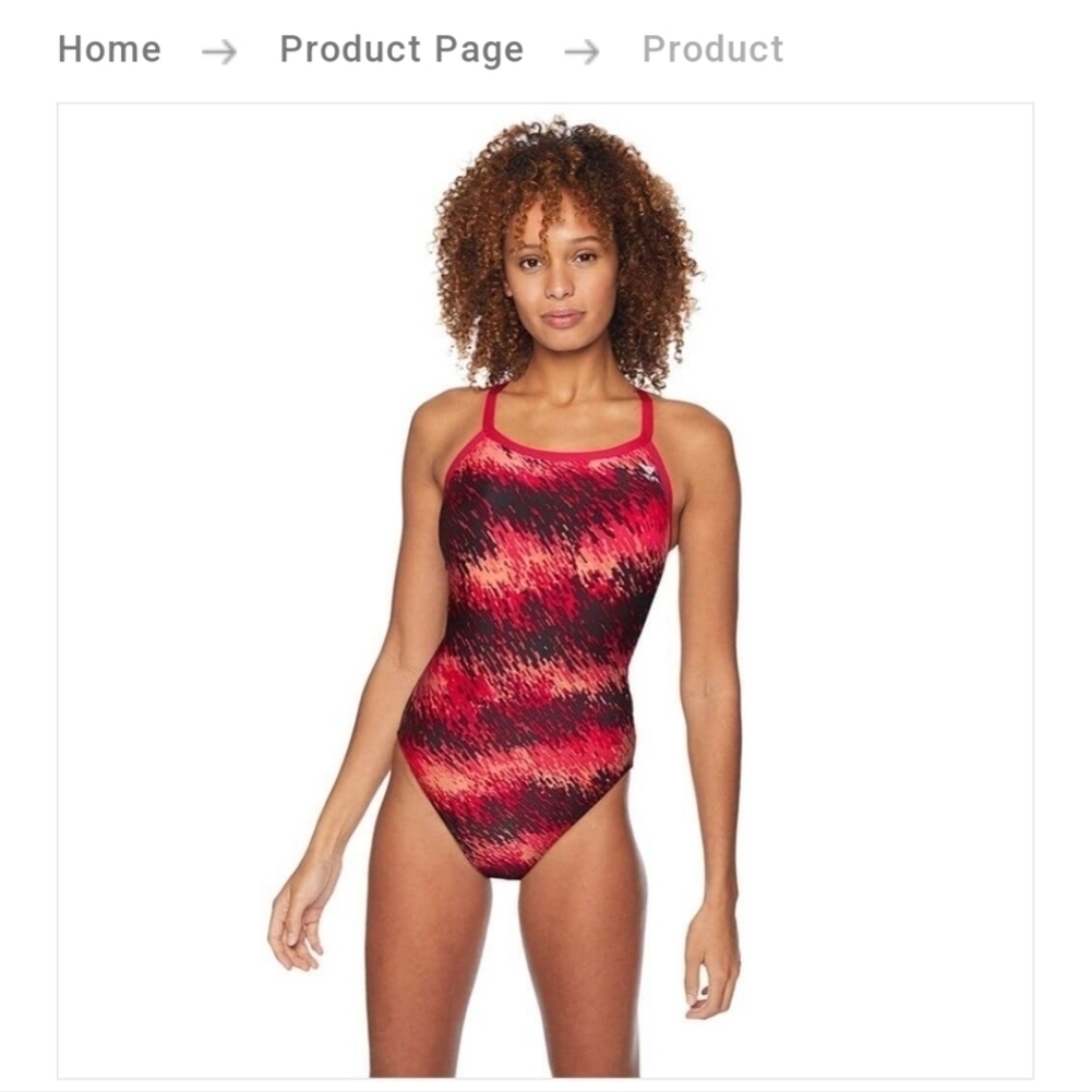 TYR Perseus Diamondfit Swimsuit sz 34 red black one piece sz 4/6 swimsuit SW18
